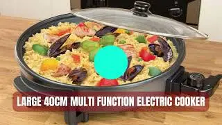 TRENDI Large 40CM Multi Function Electric Cooker 1500W Large Non Stick Pizza PAELLAS STEWS