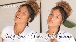 Simple Curly Bun + CLEAN GIRL Makeup