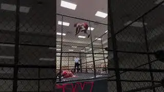 THE BIGGEST MANGU SPLASH EVER!!! CHA CHA CHARLIE FLIES OFF THE CAGE! #prowrestling #ccw #wwe #aew