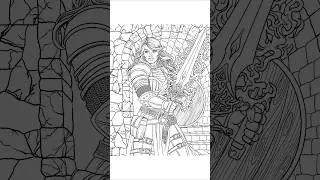 Halforc Eldrich Knight (female) Coloring Page #speedpaint #dnd #dndcharacter #coloringpages #oc