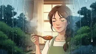 Cozy Rainy Day Routine | Thunder Sounds, Cooking & Sewing ASMR Ghibli🌧️🍲