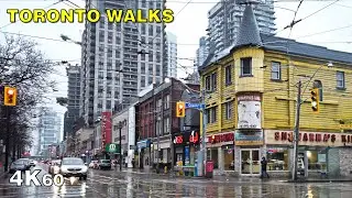 Rainy Downtown Walk Along Victoria & Church Street in Toronto [4K60]