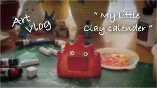 Trying to Make a Calendar with Air-Dry Clay for the First Time (DIY studio Ghibli) - Art Vlog