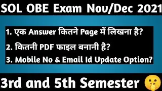 SOL 3rd and 5th Semester OBE Exam 2021 | Most Important Video
