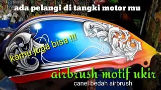 CARA MUDAH AIRBRUSH BAGI PARA PEMULA MEMBUAT MOTIF UKIR SIMPLE  DAN ELEGAN DI TANGKI HONDA GL