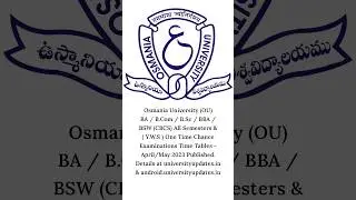 OU UG (CBCS) All Semesters & ( Y.W.S ) One Time Chance Examinations Time Tables - April/May 2023