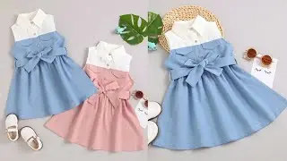 Vidmid Lapel Collar Shirt Style Baby Frock Cutting and Stitching