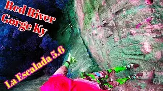 Rock climbing La Escalada in Red River Gorge Ky in Muir Valley at Great Wall