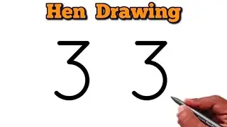 How to Draw a Hen from Number 3 🐔 | Super Easy Drawing Trick