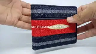 RED BLACK STINGRAY WALLET FOR MEN, EXOTIC LEATHER