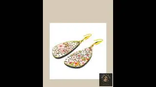 Floral Acrylic Dangle Earrings: Gold Glitter Boho Jewelry