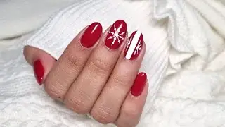 Watch me doing my client Christmas gel nails. Red and white nail art.