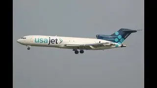First new livery USA Jet 727 landing, YIP