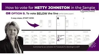Hetty Johnston - how to vote on the white Senate Ballot paper