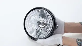 Motorcycle Headlight 7 inch Halogen & Blue Led Angel Eye Turn Signal Head Light| PARTSam