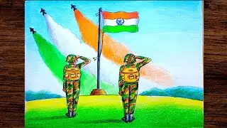 Independence day scenery drawing step by step/15 august scenery drawing colour