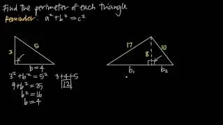 finding perimeter using the pythagorean theorem (KristaKingMath)