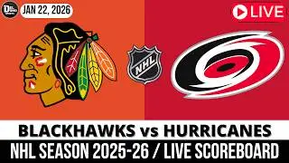 Chicago Blackhawks vs Carolina Hurricanes LIVE 🏒 NHL Game Score Radio Play-by-Play - JAN 22, 2026