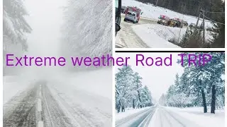 🇨🇦❄️🌨Extreme WEATHER WINTER ROAD TRIP #Blackice #slipperyRoad#ASMR