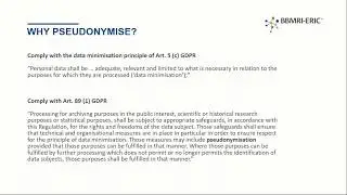 ELSI Dialogues - Anonymisation and Pseudonymisation under the GDPR: Why Pseudonymise