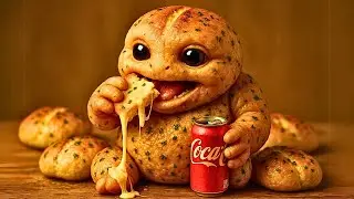 Living Foods Eat Themselves! Ultra-Realistic Garlic Bread Creature Devours Itself