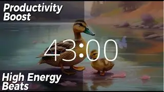 43 Minute Timer for Spring Energy 🦆 Mama Duck and Duckling Pond Fun with Upbeat Music