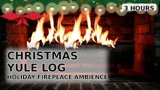 Christmas Yule Log Fireplace (3 Hours) | Holiday Fireplace Ambience | Cozy Crackling Fire for Sleep