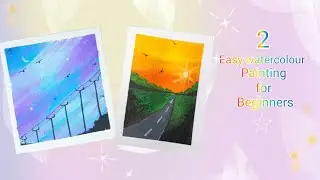 2 Easy Sky & Sunset Road Painting  || Relaxing Watercolor Landscape Tutorial for Beginners