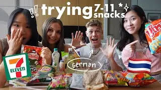 TRYING 7-11 SNACKS IN THAILAND FOR THE FIRST TIME! GERMAN AND THAI STUDENTS TASTE TEST 🇹🇭🍽️ | cremaa