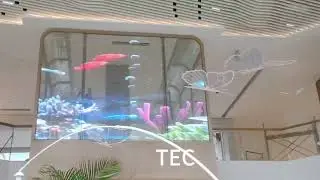 Shopping mall glass video wall solution, Invisible-6, 6mm 90% transparent film LED screen showcase