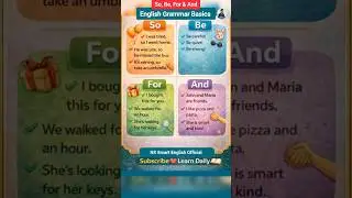 So, Be, For & And | English Grammar Basics| Learn English Easily #shorts #viral #trending  #yt