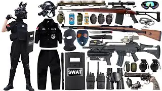 Unboxing collection of special forces toy guns: M416 rifle, sniper rifle, UZI submachine gun、bomb