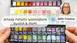 Образцы и краски Arteza Metallic Watercolors 🎨 #акварель #образцы #радужнаяакварель #реклама