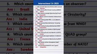 INTERNATIONAL CURRENT AFFAIRS 2025 | MOST IMPORTANT MCQ | CURRENT AFFAIRS 2025 | International MCQ |