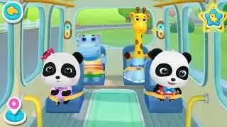 School bus panda 🐼 shopping and school kids cartoon 