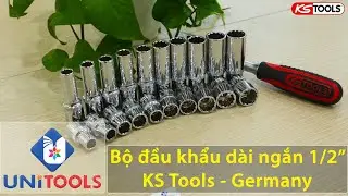 Bộ đầu khẩu 1/2 inch (socket set) đầu d&agrave;i ngắn 10 - 19 mm Germany KS Tools| Unitools