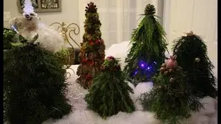 Creating Small Christmas Trees Using Live Evergreen Branches #HandMadeChristmasTreesWithBranches