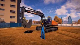 Construction Simulator ATLAS 340LC: вид с экскаватора | Thrustmaster Farmstick #dkgc #excavator
