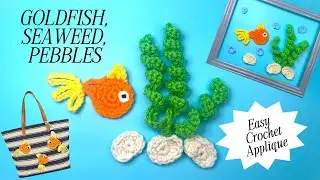 How to Crochet Goldfish and Seaweed Applique Easy Beginner Friendly  #goldfish #easy #tutorial