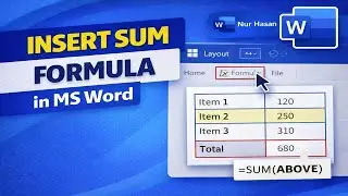 How to Insert SUM Formula in Microsoft Word | Calculate Total in Word Table