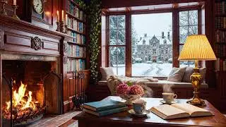 Warm Fireplace Piano Jazz LIVE ⛄ Cozy Winter Cafe Ambience for Study, Work & Relax
