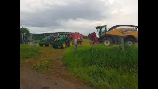 Ensilage coupe direct  | Fauche en 9 mètres Samaz juste devant la FR 500 | JD 6210R  6195R  6145R