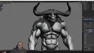 Sculpting in Blender - A Bull man from Vyacheslav Safronov (70k subs in Artstation)