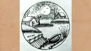 Moonlight  Village by the Riverside