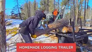 DIY Homemade Logging Trailer With Crane in Action