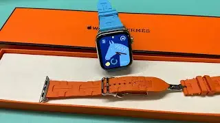 Apple Watch Hermès Single Tour Deployment Buckle Kilim in Bleu Céleste