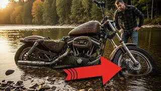 Encontramos uma Harley Sportster XL883 Afundada no Rio ✨|  Restauração Completa ASMR