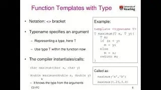 CS1PC C++ Week 3-2-1: C++ Templates and the Standard Template Library