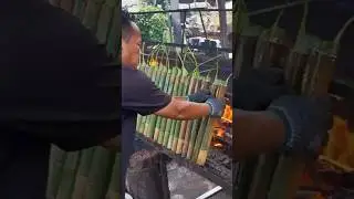 The making of Lemang Daun Lerek in Malaysia #shorts #lemang