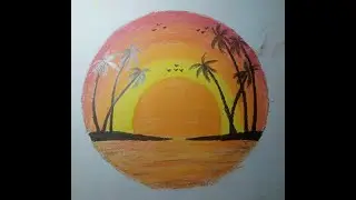 realistic sunset view with pastel colour||rushdas Artistry||